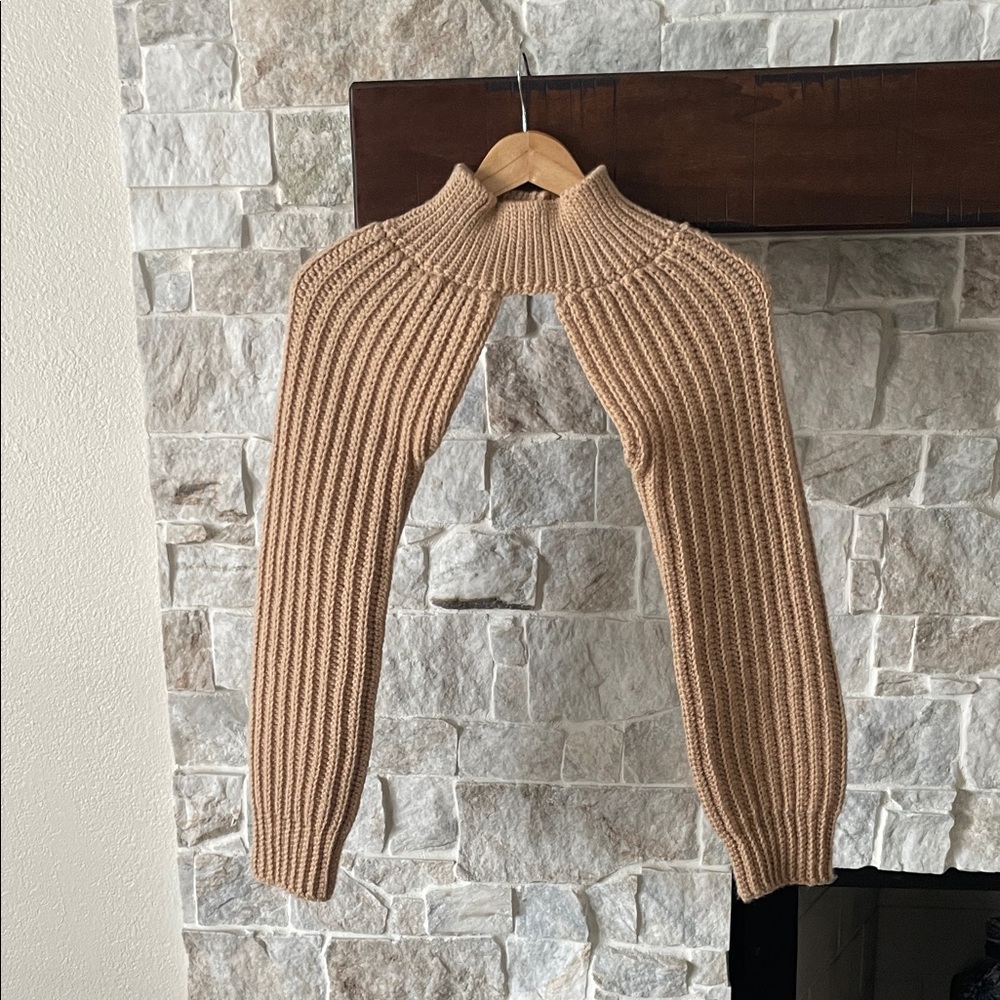 Tan Ribbed Women Sweater